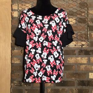 Disney Parks Minnie Mouse short sleeve blouse black L